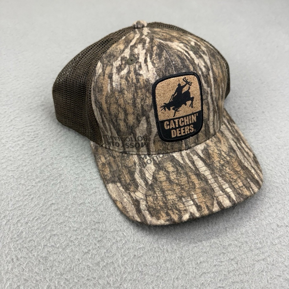 Catchin Deers Hat Mens Brown Camo Logo Patch Mesh Back Snapback Cap